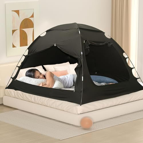 MARKVILLE Doppelbettzelt, Moskitonetz für Bett, Oberes Etagenbett, Baldachin, warmes und gemütliches Innenzelt für Erwachsene, Schlafverdunkelungszelt, leichtes Sichtschutzzelt für Schlafzimmer