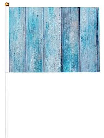 Wooden Planks Texture Wallpaper Printed 10 Pack Handheld Flags Small Flags With Safe Spear Top Mini Polyester Full Color Tear-Resistant Flag For Memorial Day