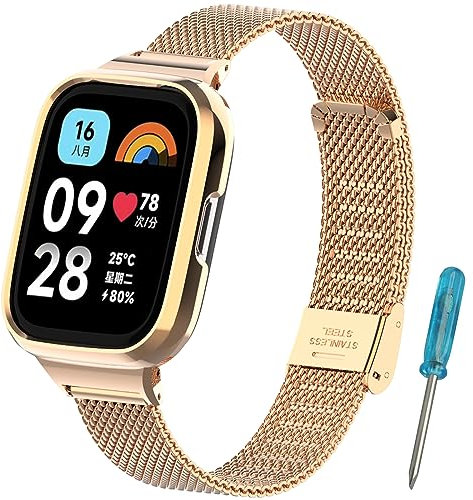 MIJOBS Sangle Compatible avec Xiaomi Redmi Watch 3 Active Bracelet, Bracelet de Remplacement en métal en Acier Inoxydable Redmi Watch 3 Active Bracelet