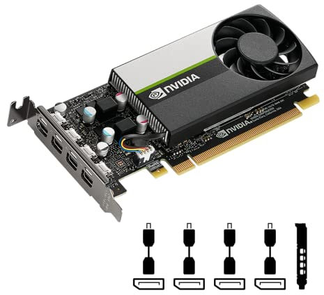 PNY Nvidia Quadro T1000 4GB GDDR6 Single-Slot Low Profile Graphics Card - 896 CUDA Cores, 128bit, 160GB/s, 4 x Mini DisplayPort 1.4, 50W Power Consumption, PCI Express 3.0 x16