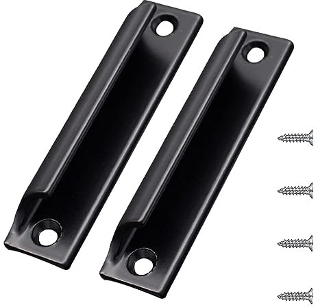 Tadipri Maniglia in Lega di Alluminio 2 Pezzi Nero Maniglia per Porta Scorrevole Maniglia per Porta Balcone Maniglia per Cassetto dell'Armadio per Finestre, Ferramenta per Mobili con Viti
