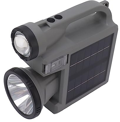 Hyuduo Torcia a Energia Solare Torcia Portatile a LED a Luce Spot con Pannello Solare a Doppio Lato per Cavo di Ricarica USB per Caccia Stroboscopica di Emergenza All'aperto