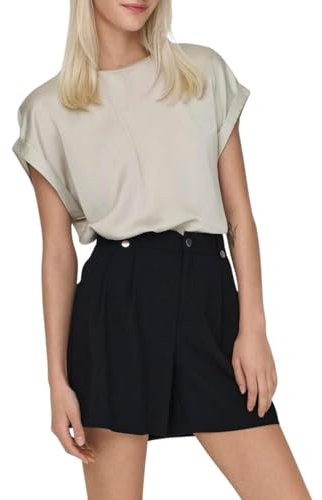 ONLY Onllieke S/S Satin Mix Top WVN Noos Chemisier à Manches Courtes, Marron, M Femmes