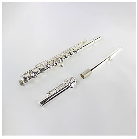 Flöteninstrument Versilberte Flöte 16-Loch-C-Flöte Mit Geschlossenem Loch, Weiße Kupfer-B-Schwanz-E-Klappe-Silberflöte Professionelles Querflöten