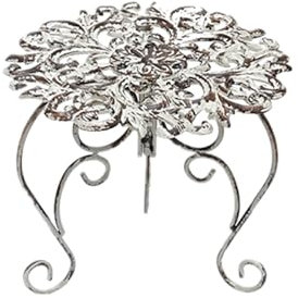 Sport Tent Pflanzenhocker Metall Vintage Blumenständer Blumenhocker Pflanzenständer Shabby chic Blumentreppen Pflanztisch Rund Weiß Pflanzenregal für Balkon Hof Garten klein