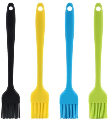 CPSYTE Pincel Cocina,Brocha Cocina,Pincel de Cocina,Pincel Aceite,Resistentes Al Calor,para Cocinar,Barbacoa,Pasteles,Hornear(Amarillo Azul Verde Negro, 35 g, Material de Silicona)