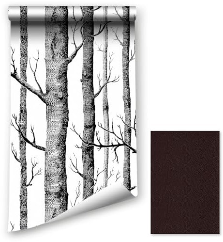 Tapete zum Abziehen und Aufkleben, Birkenwald-Kontakt-Tapete, 44.5x700CM Landschaft Selbstklebende Tapete, abnehmbare Vinylfolie, Raumwandmöbelverkleidung mit Leder-Reparaturflicken für Sofa-Leder