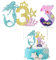 Mermaid Happy 3rd Birthday Cake Topper & Number 3 Candle, Cupcake Topper, Cake Decorations for Girls, Kids Theme Party Decorations
