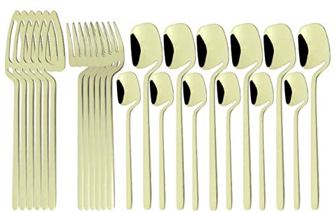 GaRcan Set di Posate 24 Pezzi/Set Set di stoviglie con Specchio Argentato Posate in Acciaio Inossidabile Posate Occidentali Set da tavola per Alimenti da Cucina (Colore : Champagne)