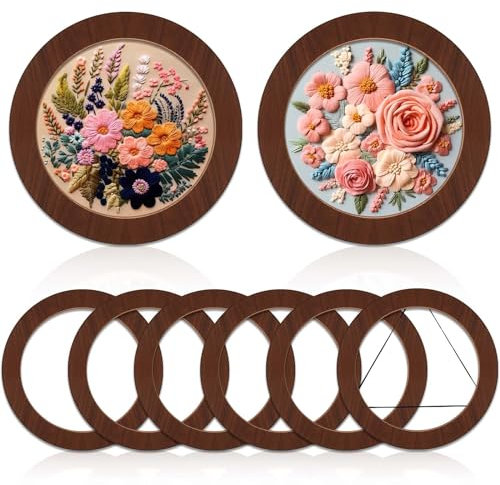 Wenqik Stickrahmen-Set aus Holz, 20,3 cm, Stickrahmen, Rahmen für fertigen Kreuzstich oder DIY, Kunst, Handwerk, Nähen, Ornamente (ohne Ringe) (rund)