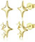 Dochais 2 Paar Stern Ohrstecker Damen Hypoallergene Gold Ohrringe Set 14K Vergoldete Sterling Silber 925 Kleine Mädchen Sterne Ohrringe Stecker Schmuck Geschenk für Frauen Knorpel Helix Conch Piercing