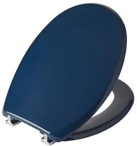 Bemis Buxton Ultra-Fix Thermoplastic Indigo Blue Toilet Seat. Non Slip Toilet Seat with Adjustable Chrome Hinges. Plastic Toilet Seat, Universal Toilet Seat, Easy to Clean & Quick Installation, Blue