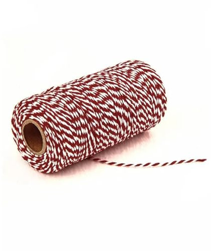 Garten Seil 100 m rot-weißes Baumwoll-Bäckergarn for Basteln, Garten, Hochzeit, Party, Dekoration, Geschenkverpackung (Color : Darkredwhite)