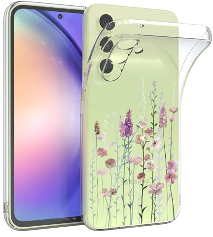 Kaywzo Hülle für Samsung Galaxy A25 5G,Transparent TPU Handyhülle mit Gemälde Blume Muster,Ultradünn Stoßfester Schutzhülle,Schön Silikon Cover Case-3