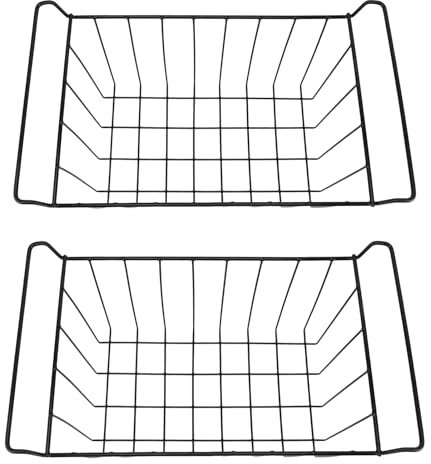 2 Pcs Freezer Wire Storage Basket Hanging Rack Organizer Bin for Refrigerator Shelves (L 41.5cm X W 24.5cm X H 20cm)