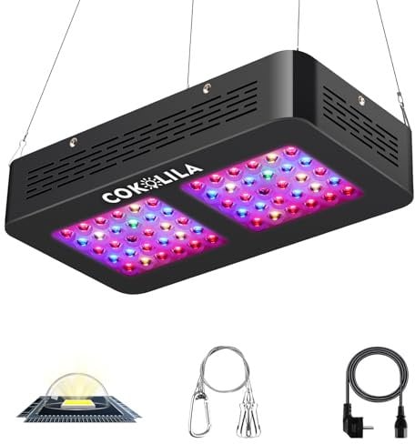 COKOLILA Led Grow Lampe, M300 130Watt Pflanzenlampe Vollspektrum mit IR, Dual-Chip & Dual-Linse, flexibler VEG & BLOOM Schalter, Dasiy Chain Funktion Grow Light für Zimmerpflanzen, Gemüse, Blume