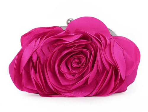 LHHMZ Femmes Élégant Rose Pochette Sac Pochette en satin floral Pochette de fête de mariage florale