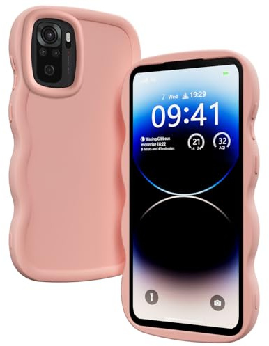 XINYEXIN Coque Wavy pour Xiaomi Redmi Note 10 4G/10S 4G | Étui en Silicone Souple, Bord Ondulé, Antichoc, Prise en Main Confortable, Rose