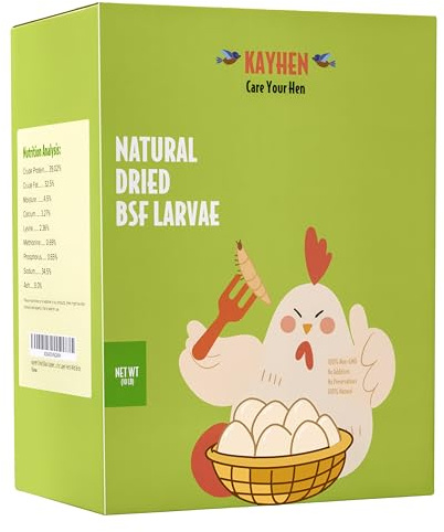 KAYHEN Dried Black Soldier Fly Larvae 10LB Non-GMO BSF Larvae for Chickens More Calcium Than Mealworms High-Protein Chickens Treats for Layer Hens Wild Birds Ducks