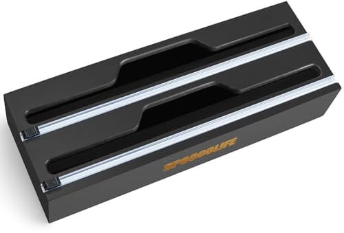 SPOCCOLIFE Foil and Cling Film Dispenser and Cutter, Compatible with 35cm Wide Rolls, Kitchen Wrap Oraganizer for Cling Film Tin Foil Parchment Paper (Black)