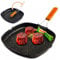 Avilia Sartén cuadrada antiadherente de 28 cm para asar de aluminio fundido a presión y con mango de madera plegable – Ideal para preparar filetes o verduras a la parrilla – Resistente y fácil de