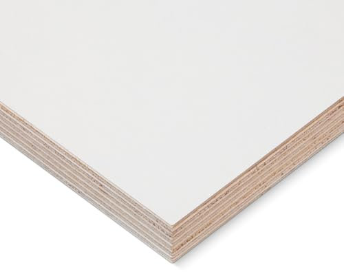 HausFux Multiplex-Platte nach Maß - 1,8 cm starkes Birken-Sperrholz, beidseitig melaminharzbeschichtet, feuchtigkeitsresistente Oberfläche - Handwerker-Qualität - Maßanfertigung (Weiß, 90 x 30 cm)