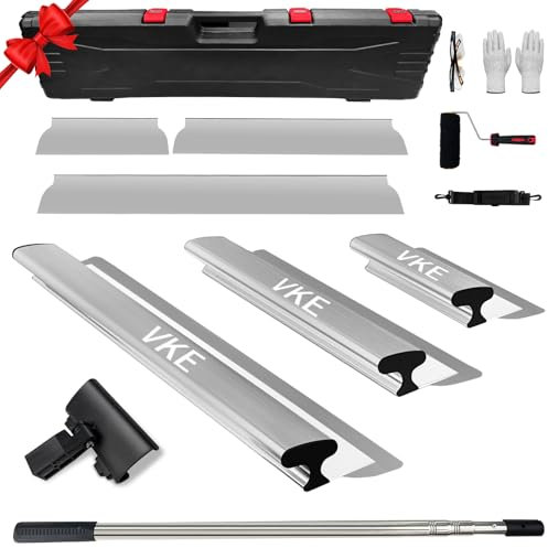 VKE Drywall Skimming Blade, 12/20/32Spatula Blade,39-82Extension Handle, Stainless Steel Skimming Blade, Suitable for Wall/Ceiling Smoothing,Drywall Taping Tools with Outer Box, Silver