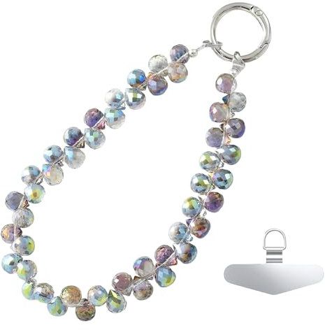 Kinretixia Handykette Kurz Mit Perlen, Stilvolles Handyband Mit Glitzer, Perlen-Handgelenkband für Mobiltelefone, Praktischer Handyanhänger Für Einzigartige Gestaltung