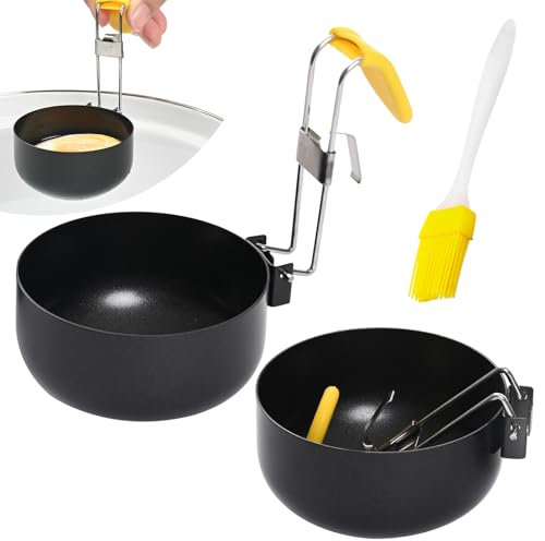 2024 Stainless Steel Egg Cooker & Poacher,Collapsible Hang Ear Egg Boiler,Non-stick Poached Egg Maker,Egg Ring for Perfect Boiled Eggs,Kitchen Cooking Tool,Set of 2