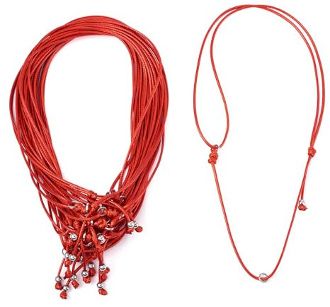 Spritewelry 15 cordini regolabili per collane, in corda rossa, in poliestere cerato, doppio annodato, per fai da te, coppie, amicizia, collane e gioielli