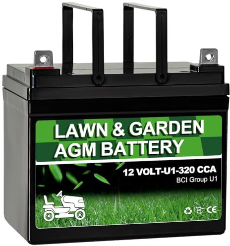 Autocessking Lawn Garden AGM Batterie groupe U1, 12 V 320 CCA, batterie de démarrage SLA rechargeable pour pelouse, tracteurs et tondeuses, compatible avec John Deere, Toro, Cub Cadet, et Craftsman