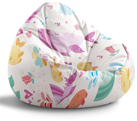 DreamRoots Sitzsack Kinder mit füllung - Sitzkissen Kinder Boden - Kinderzimmer Möbel - Sitzsäcke fürs kinderzimmer - Bean Bag M Magical Whale