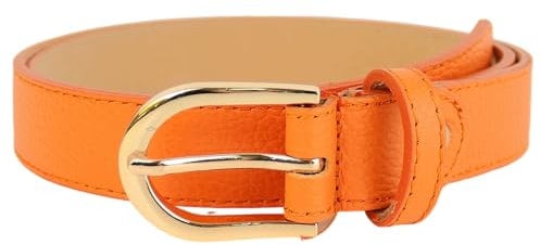 MIRROSI Ledergürtel Damen Herren Gürtel, Made in Italy, 3cm breit (Orange (Goldene Schnalle), 85cm)