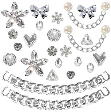 HXSYKJDM Shoe Charms, 24PCS Crystal Diamond Shoe Accessories | Luxury Cute Jewelry Shoe Accessories Sandal Decoration, Bling Crystal Rhinestone Decorations Charm for Sandal