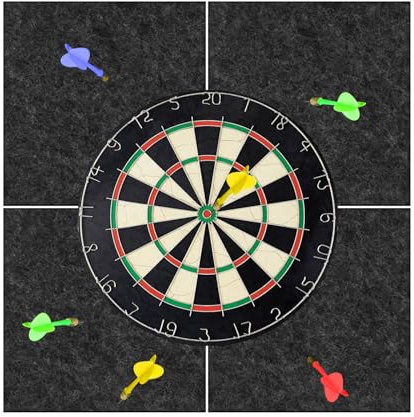 WIYETY Filz Dartboard-Wandschutz, Selbstklebende Dartscheiben Umrandung, Dartscheibe Wandschutz, Korkplatten für Dartscheiben, Filz-Wandfliesen, Universal Dart Hintergrund - Schwarz, 60 x 60 x 1,2 cm