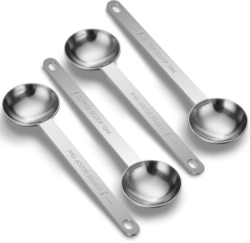 4PCS Coffee Scoop Spoons, 15ML (1 Tablespoon) Stainless Steel Measuring Spoons with Long Handle, Durable Coffee Scoopers for Ground Coffee, Tea and Baking Powder