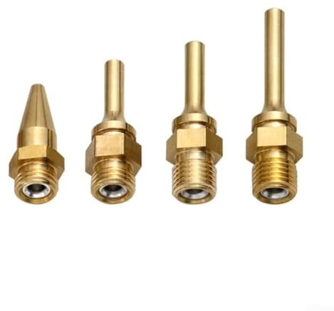 YobiLife Set di 4 ugelli per pistola per colla in rame, anti gocciolamento, prevenzione perdite, tubo lungo, flusso fluido per colla a caldo