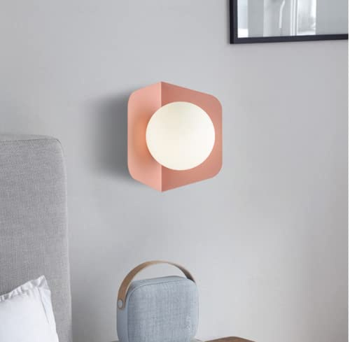 SXYSXYSXY Kreativ Glaskugel Indoor Wandleuchten Modern Nordic Wandlampe E27 Nachttischlampe Minimalismus Dekoration Loft Kinder Schlafzimmer Wohnzimmer Studieren Wandlicht,Rosa