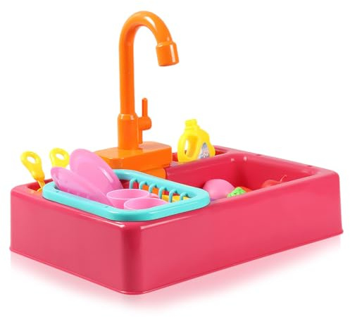 AMSLSIU Mini Sink Toy Electric Automatic Dishwasher Educational Toddlers Cosplay Toys Plaything ABS Accessories