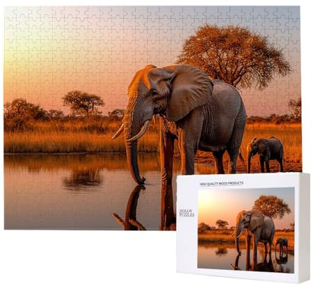 Puzzle 5000 Teile Erwachsene Savane Elefanten, Impossible Klassische Jigsaw Puzzles 156 x 105cm, Geschicklichkeitsspiel für die ganze Familie, Puzzle farbenfrohes Legespiel Home Dekor Geschenk k-84