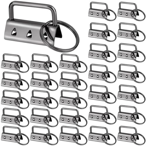 30 Stück Schlüsselband Rohlinge, 32 MM Schlüsselanhänger Hardware | Klemmschließeanhänger, Klemmverschluss Anhänger Armband Hardware mit Schlüsselring für DIY Handgemachte Lanyards (Schwarz)