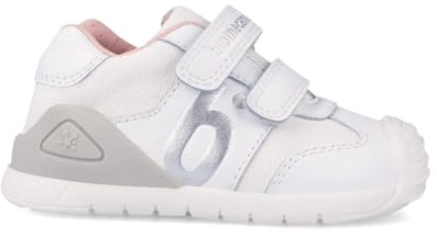 Biomecanics Schuhe für Mädchen 262121 Weiß und Silber mit pädiatrischer Zertifizierung, doppelter Klettverschluss, ergonomisch
