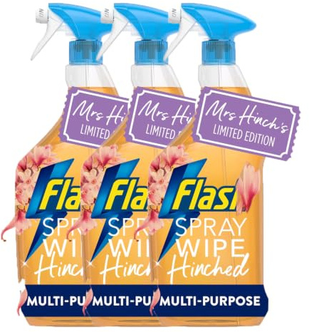 Flash's Spray Wipe Hinched Multi-Purpose Cleaning Spray, Mrs Hinch Limited Edition Midsummer Memories Fragrance, Multi-Surface Household Cleaner, No-Rinse Formula, 800ml (Pack of 3).