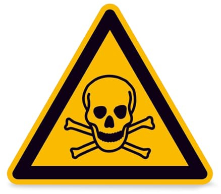 Betriebsausstattung24 Warnschild Warnung vor giftigen Stoffen - 10 Nutzen auf Bogen - PVC-Folie, selbstklebend - 5,0 cm Seitenlänge - W016