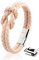 16cm Rose Bracelet en Cuir pour Femmes avec Boîte Cadeau - Bracelet Noeud - Bijoux Bracelets Belle Petite Amie Soeur Fille Mère Maman Partenaire Cadeaux Couple Women Woman Black Leather Gift Box