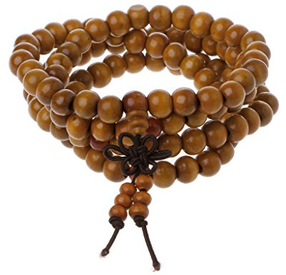 ruiruiNIE108 Gebet Holzperlen Mala Armband-Natur Sandelholz 8mm Perlen Armbänder-Naturholz Tibetischen Buddhistischen Buddha Meditation Halskette