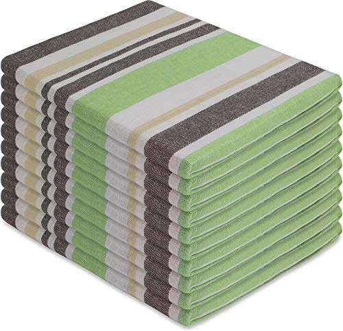 normani 10 x Geschirrtücher, Geschirrtuch, Küchentuch, Abtrocktuch waschbar bis 60°C Farbe Toffee Grün