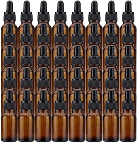 Lawei 40 x 15ml Amber Glass Bottles with Glass Eye Dropper Pipettes Dropper Bottles Small Sample Brown Bottle Refillable for Essential Oils Perfumes Chemistry Lab