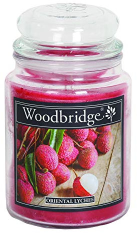 Woodbridge Große Duftkerze im Glas mit Deckel | Oriental Lychee | Duftkerze Fruchtig | Kerzen lange Brenndauer | Raumduft für Zuhause | Kerze 2 Docht