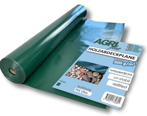 AGRI plus Holzabdeckplane Verschiedene Abmessungen I 1,5 x 10 m auf Rolle I Stabile 900 g/m² PVC Gewebeplane I Wetterfest & 15 Jahre UV-beständig I Holzplane für langfristige Abdeckungen